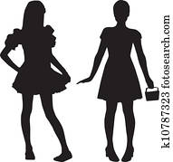 silhuetas, de, adolescente