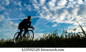 silueta, de, ciclista