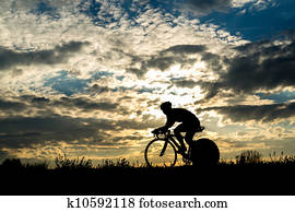 silueta, de, ciclista