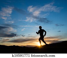 silueta, de, corredor