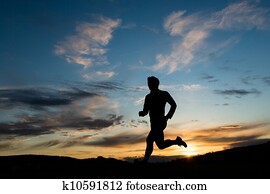 silueta, de, corredor