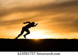 silueta, de, corredor