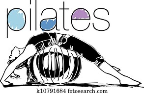 Sketch of woman doing pilates. Vector illustration Sketch of woman doing pilates. Vector illustration