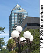 Skyscraper with city lights