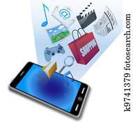 smart phone with application icons smart phone with application icons