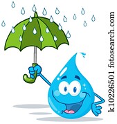 Smiling Water Drop With Umbrella Smiling Water Drop With Umbrella