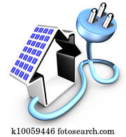 Solar panel delivering energy to an electrical plug Solar panel delivering energy to an electrical plug
