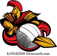 spartan, volleyball, maskottchen, koerper, mit spartan, volleyball, maskottchen, koerper, mit