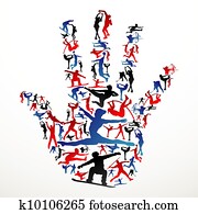 Sports silhouettes hand Sports silhouettes hand
