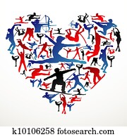Sports silhouettes heart Sports silhouettes heart