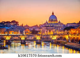 St. Peter's cathedral at night, Rome