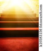 Stairs covered with red carpet Stairs covered with red carpet
