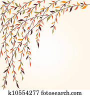 Stylized tree branches with leaves Stylized tree branches with leaves