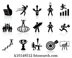successful business icons set