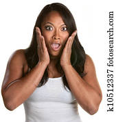 Surprised Woman with Hands on Face