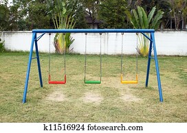 Swing set on the playground Swing set on the playground