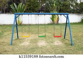 Swing set on the playground Swing set on the playground