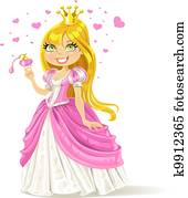 söt, prinsessa, med, a, älska dryck