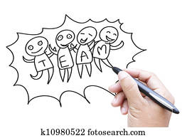 Team work cartoon sketching by hand Team work cartoon sketching by hand