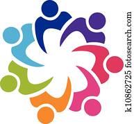teamwork, forening, folk, logo, vektor