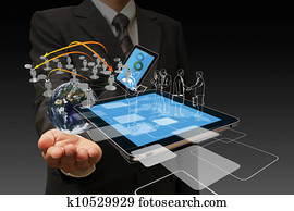 Technology in the hand of businessmen Technology in the hand of businessmen