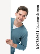 teenager holds a blank board