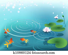 teich, mit, goldfisch teich, mit, goldfisch