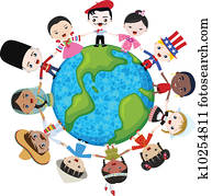 terra, multicultural, crianças