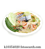 Thai Papaya Salad with freshwater Thai Papaya Salad with freshwater