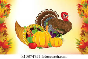 Thanksgiving Cornucopia with Turkey Thanksgiving Cornucopia with Turkey