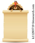 Thanksgiving Turkey Holding Parchment Scroll Menu Thanksgiving Turkey Holding Parchment Scroll Menu