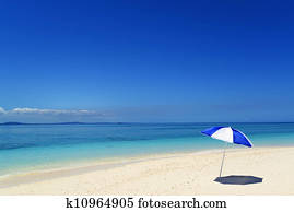 The beach and the beach umbrella