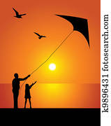 The girl and kite The girl and kite