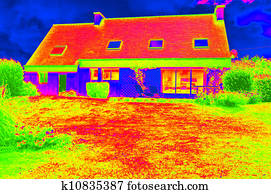 Thermographic picture of a house Thermographic picture of a house