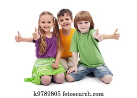 Three kids giving thumbs up sign Three kids giving thumbs up sign