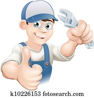 Thumbs up plumber with spanner Thumbs up plumber with spanner
