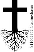 tief, gewurzelt, kreuz tief, gewurzelt, kreuz