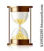 Time is money - vector hourglass with coins