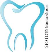 Tooth stylized with shadows vector Tooth stylized with shadows vector