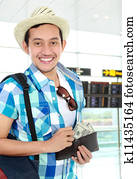 Tourist counting money Tourist counting money