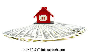 Toy house and money.