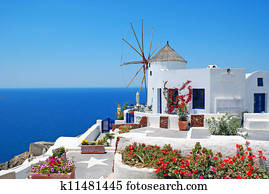 Traditional architecture of Oia village at Santorini island in Greece Traditional architecture of Oia village at Santorini island in Greece