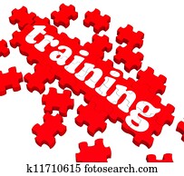 Training Puzzle Showing Business Coaching