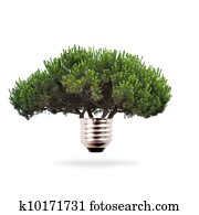 tree bulb, concept of clean and renewable energy tree bulb, concept of clean and renewable energy