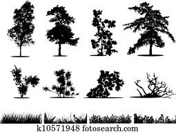 Trees, Bushes, Grass Clipart 