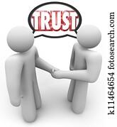 Trust Word Two People Handshake Speech Bubble Trust Word Two People Handshake Speech Bubble