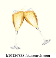två, champagne glas