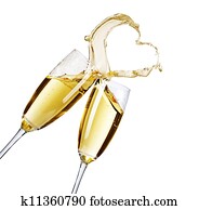 Two Champagne Glasses With Abstract Splash Two Champagne Glasses With Abstract Splash
