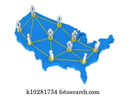 U S A 3D map communication network
