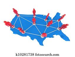 U S A 3D map communication network